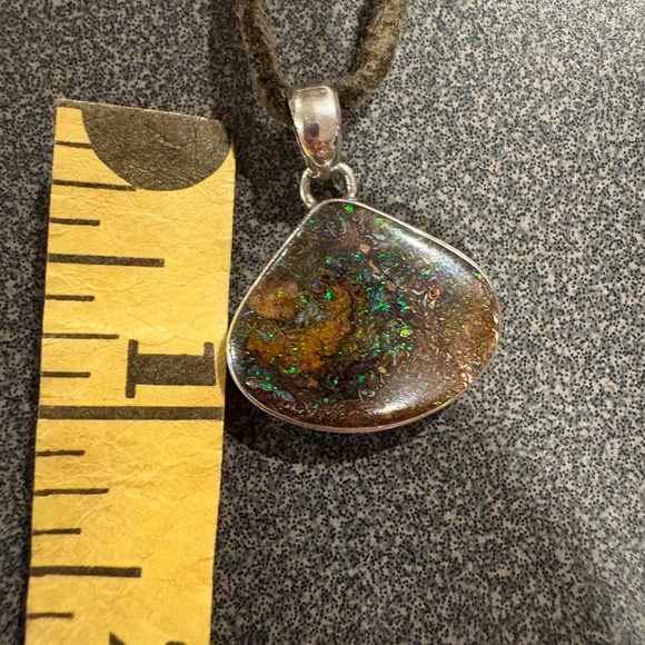 Brilliant Solid Australian Koroit Boulder Opal Pendant .925 Sterling Silver - Picture 5 of 6
